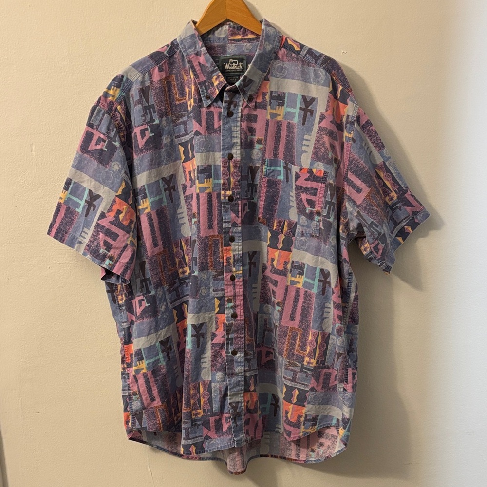 VTG Woolrich Men’s 2XL Button-Down Short-Sleeve Shirt Southwestern